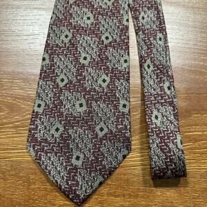 Vintage Giorgio Armani Neck Tie 57" Burgundy 100% Silk Italy Designer Luxury